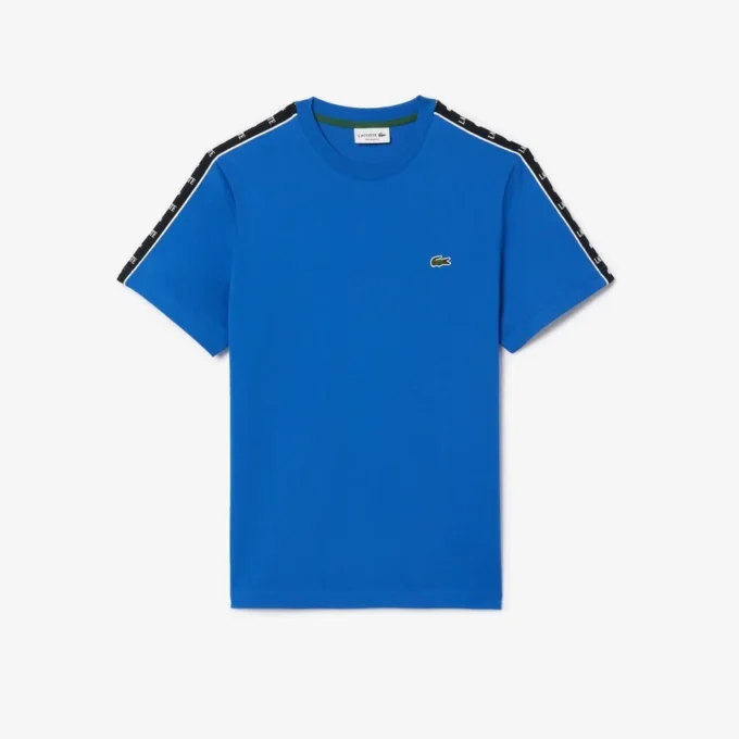 Camiseta de algodón con rayas y logotipo para hombre