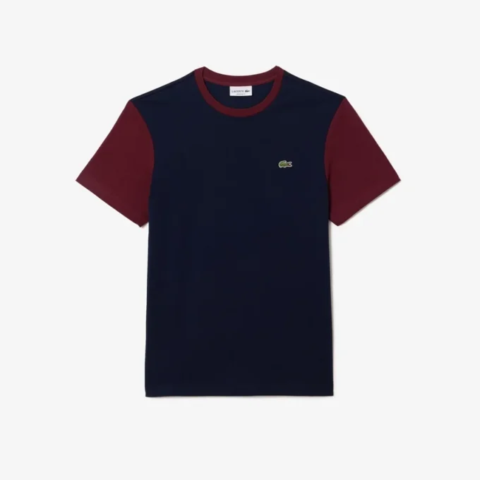 Camiseta de algodón de corte regular para hombre con bloques de color