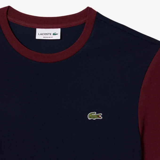 Camiseta de algodón de corte regular para hombre con bloques de color