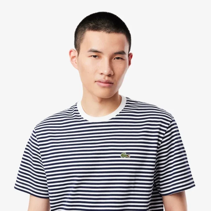 Camiseta de algodón grueso a rayas para hombre