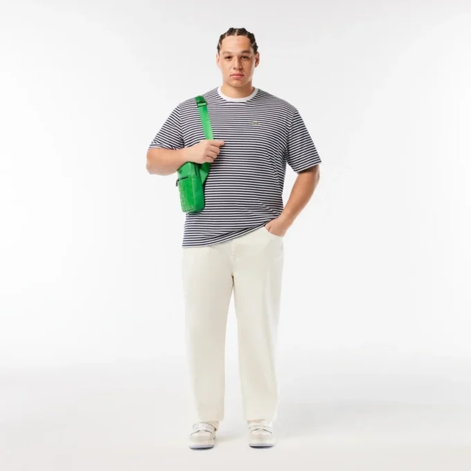 Camiseta de algodón grueso a rayas para hombre