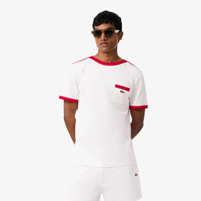Camiseta de algodón grueso con detalle de bolsillo