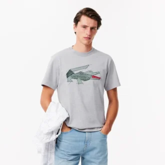 Camiseta de algodón grueso con estampado de cocodrilo para hombre