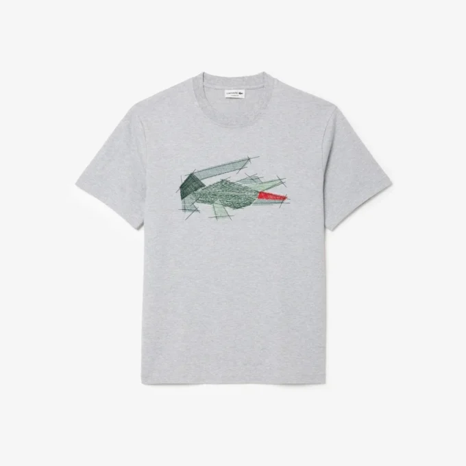Camiseta de algodón grueso con estampado de cocodrilo para hombre