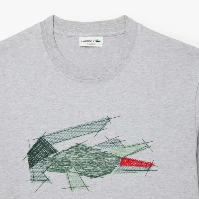 Camiseta de algodón grueso con estampado de cocodrilo para hombre
