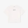 Camiseta de algodón oversize con estampado de pelotas para mujer