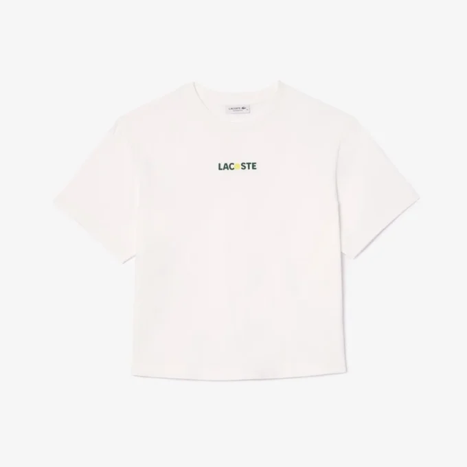 Camiseta de algodón oversize con estampado de pelotas para mujer