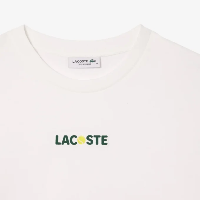 Camiseta de algodón oversize con estampado de pelotas para mujer