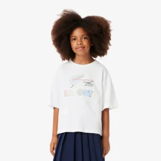 Camiseta de algodón oversize con estampado para niña
