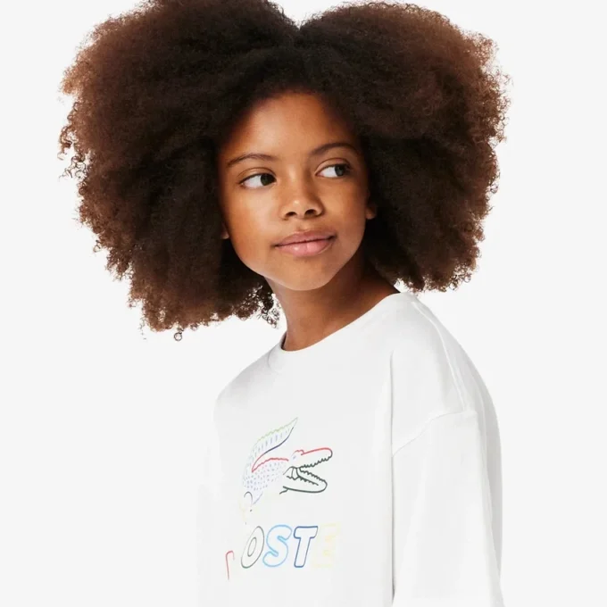 Camiseta de algodón oversize con estampado para niña
