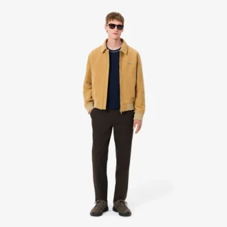 Camiseta de hombre con cuello a rayas de piqué elástico