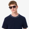 Camiseta de hombre con cuello a rayas de piqué elástico