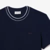 Camiseta de hombre con cuello a rayas de piqué elástico