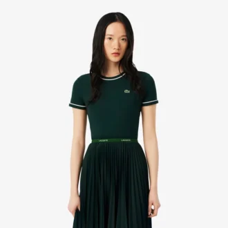 Camiseta de jersey con ribetes en contraste para mujer