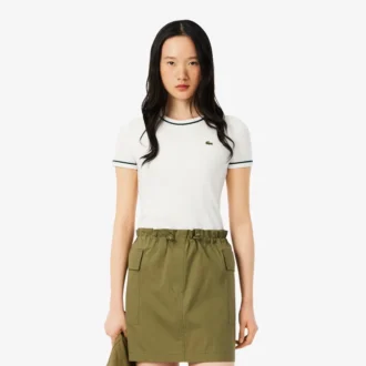 Camiseta de jersey con ribetes en contraste para mujer