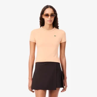 Camiseta de jersey con ribetes en contraste para mujer