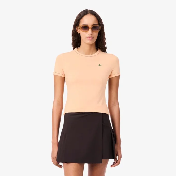 Camiseta de jersey con ribetes en contraste para mujer