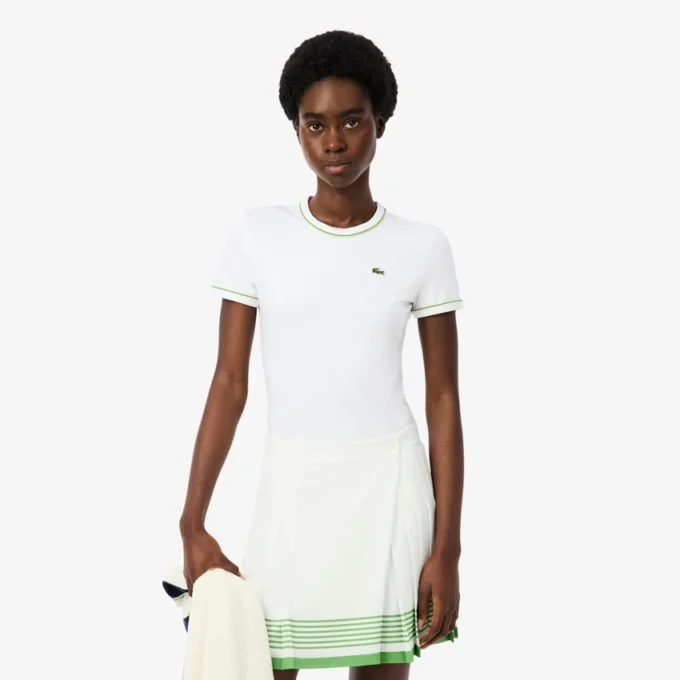 Camiseta de jersey con ribetes en contraste para mujer