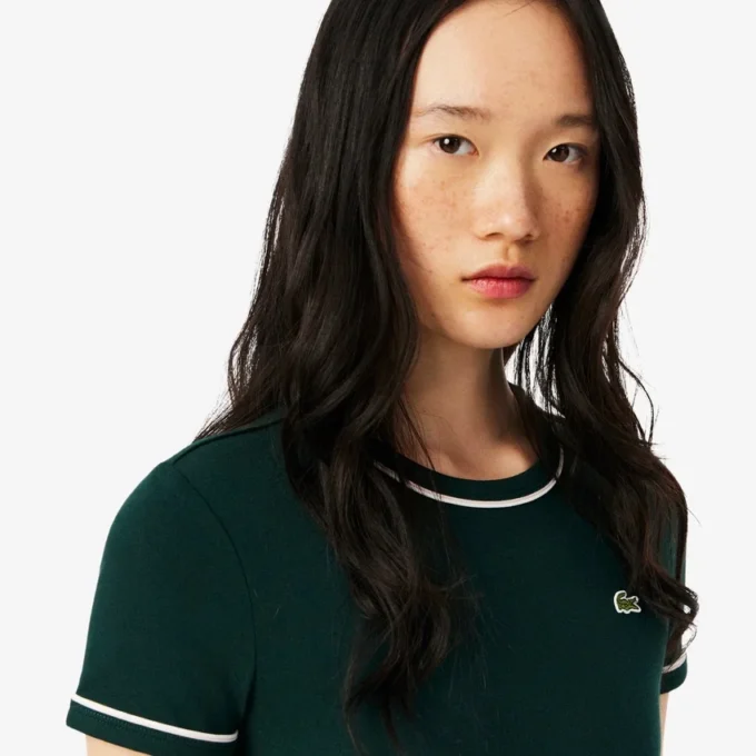 Camiseta de jersey con ribetes en contraste para mujer