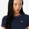 Camiseta de jersey con ribetes en contraste para mujer