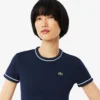 Camiseta de jersey con ribetes en contraste para mujer