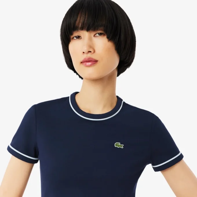 Camiseta de jersey con ribetes en contraste para mujer