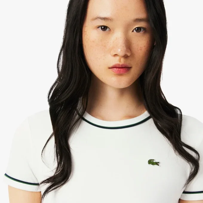 Camiseta de jersey con ribetes en contraste para mujer