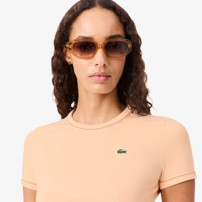 Camiseta de jersey con ribetes en contraste para mujer