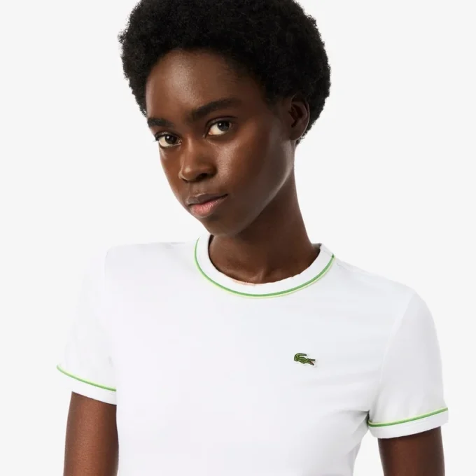 Camiseta de jersey con ribetes en contraste para mujer