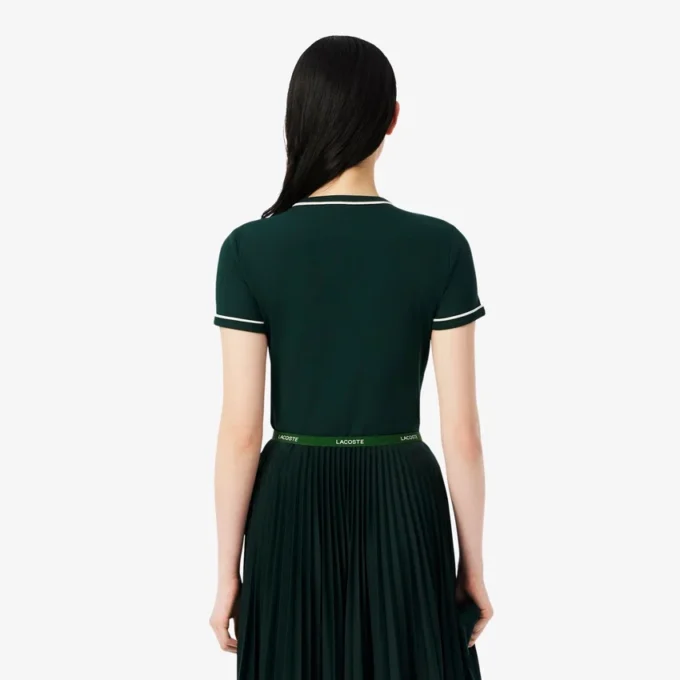 Camiseta de jersey con ribetes en contraste para mujer