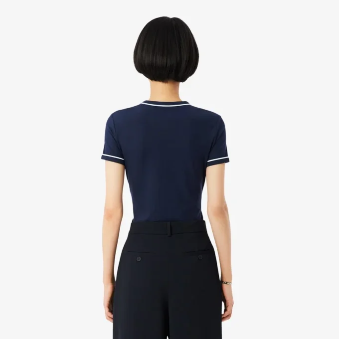 Camiseta de jersey con ribetes en contraste para mujer