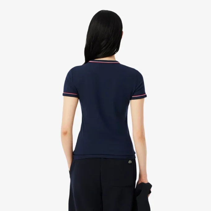 Camiseta de jersey con ribetes en contraste para mujer
