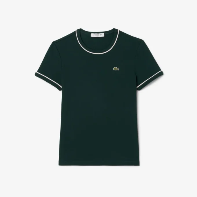 Camiseta de jersey con ribetes en contraste para mujer