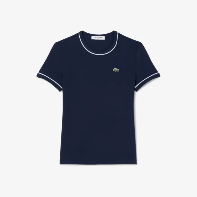 Camiseta de jersey con ribetes en contraste para mujer