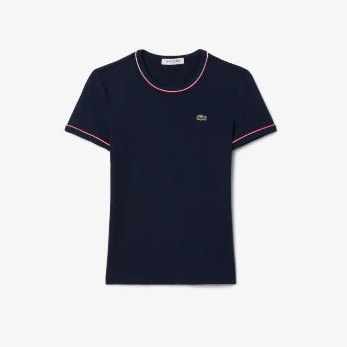 Camiseta de jersey con ribetes en contraste para mujer