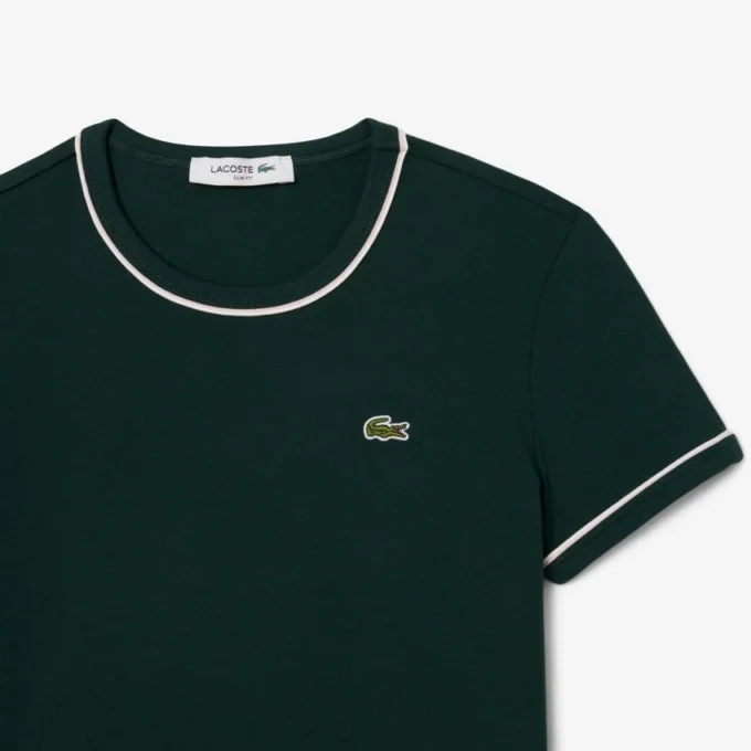 Camiseta de jersey con ribetes en contraste para mujer
