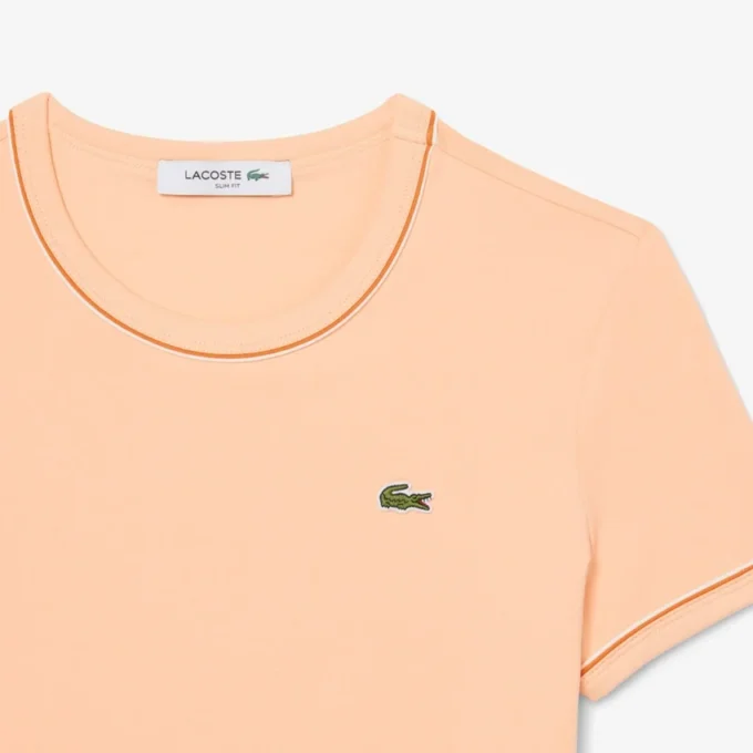 Camiseta de jersey con ribetes en contraste para mujer
