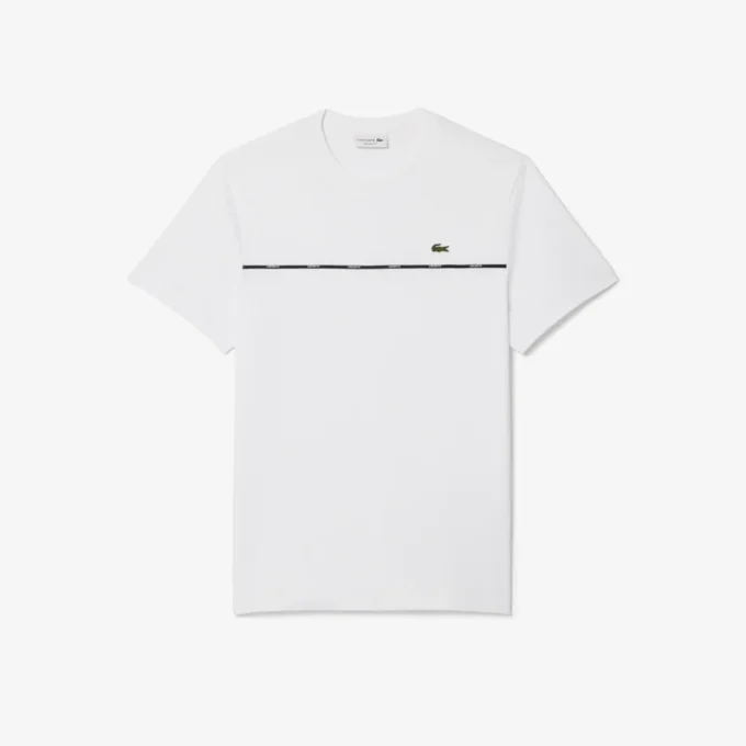 Camiseta de jersey de algodón con ribete con el logotipo para hombre