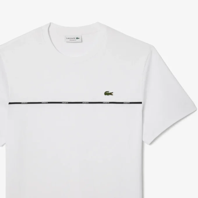 Camiseta de jersey de algodón con ribete con el logotipo para hombre