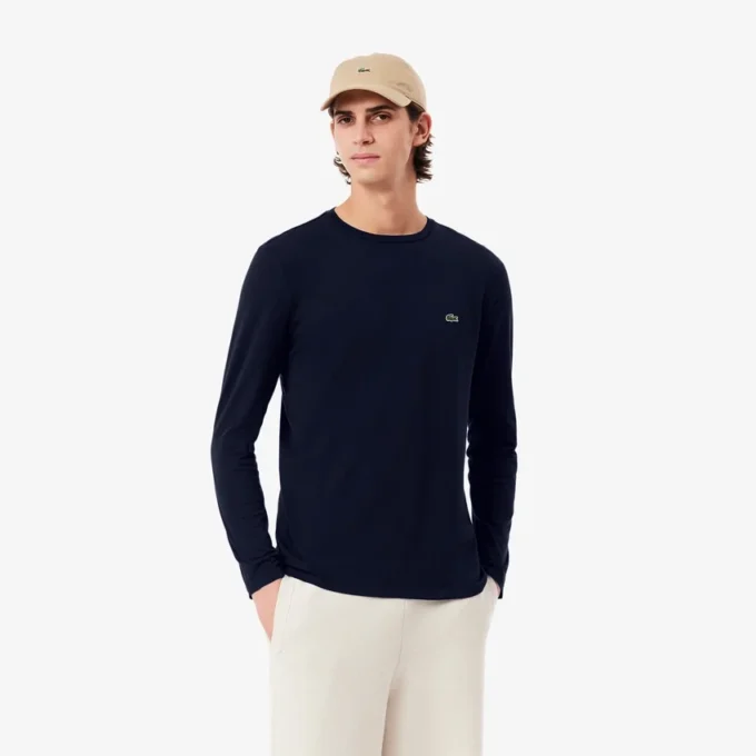 Camiseta de manga larga de algodón Pima para hombre