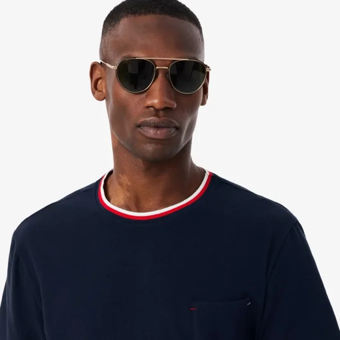 Camiseta de pijama de cuello contrastado para hombre