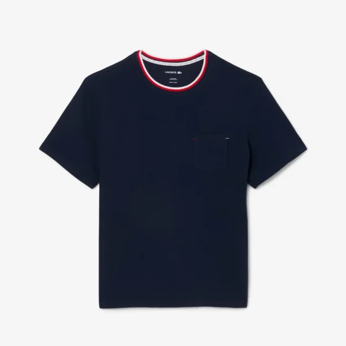 Camiseta de pijama de cuello contrastado para hombre
