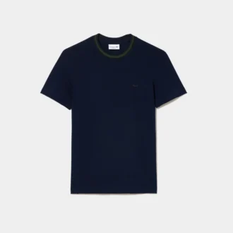 Camiseta de piqué elástico con cuello a rayas para hombre