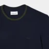Camiseta de piqué elástico con cuello a rayas para hombre