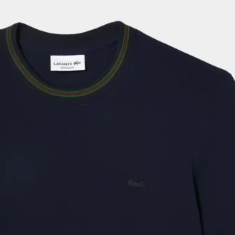 Camiseta de piqué elástico con cuello a rayas para hombre