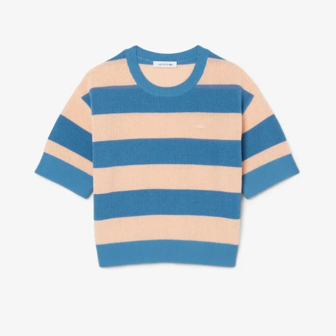 Camiseta de punto de malla a rayas