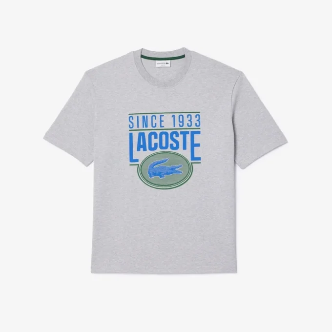 Camiseta estampada de algodón grueso de corte holgado para hombre