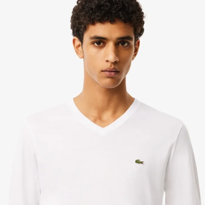 Camiseta ligera de cuello en V de algodón Pima para hombre