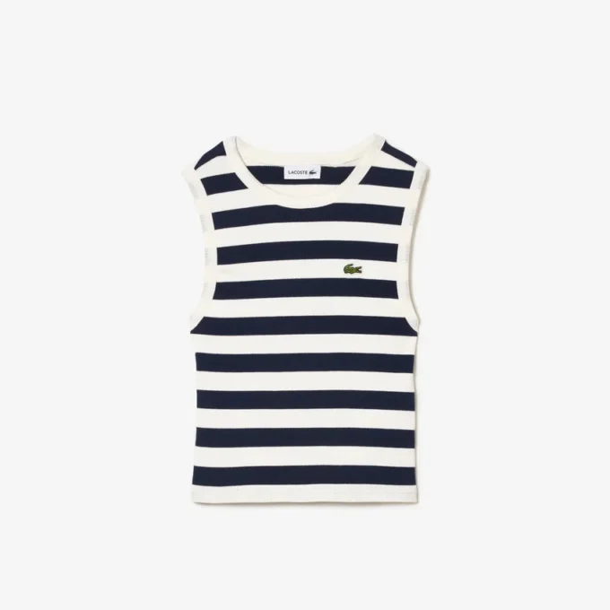 Camiseta sin mangas de algodón a rayas para niño