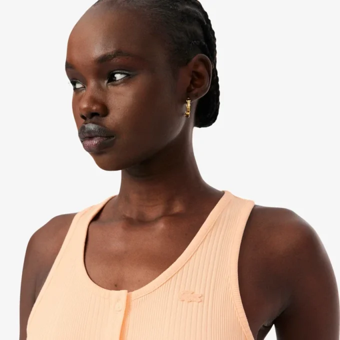 Camiseta sin mangas de algodón acanalado de corte ajustado